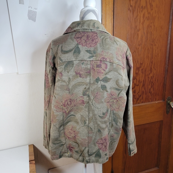 Womans Chicos Design Jade Rose Metallic Thread Jacket Button Front Size 3 - Picture 6 of 10